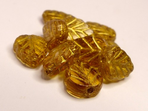 Czech glass leaf drop - 10,