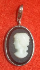 THOMAS SABO Antique 925 Silver Cameo Pendant in Black and White Stone