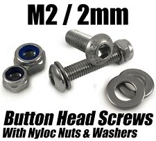 M2 A2 Stainless Steel Allen Button Head Bolts Nyloc Nuts Kit RC Model Planes Car
