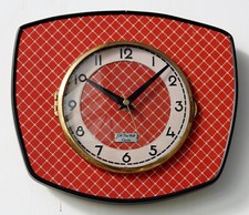 NEW 26cm Mid Century Red Wall Clock - Atomic Retro Vintage French Formica Gift