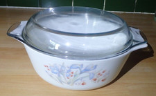 Pyrex Blue Iris Round Casserole Dish with Lid Vintage England Christmas Gift