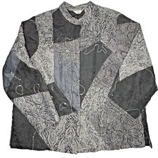 Laura Ashley Jacket Womens 2X Black Gray Patchwork Quilted Boho Artsy Topper