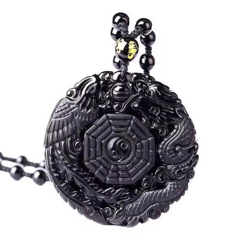 Natural black obsidian hand - black,