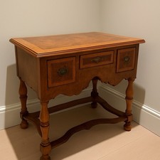 Vintage Burr Walnut Writing Desk with Turned Legs