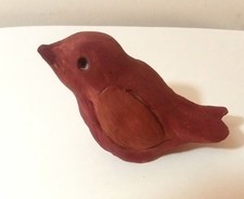Studio Pottery Bird Ceramic Figurine Ornament Robin shaped red terracotta colour