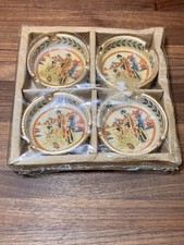 Rare Vintage Japanese Satsuma Style Mini Ashtrays Set/4 New In Package Gold Trim
