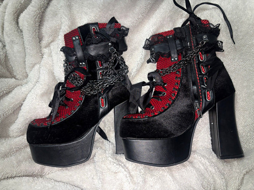 Demonia women black red goth - demonia, women's