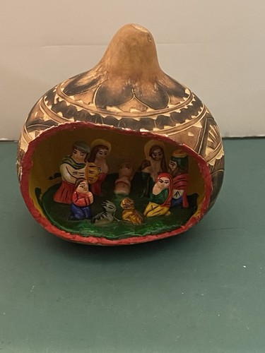 Hand carved painted peruvian - carved, &