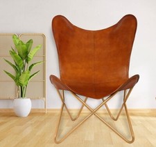vintage leather butterfly chair accent chair golden frame Bkf chair ratro chair