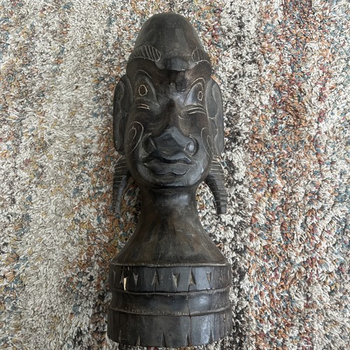 African wood carved head - african,