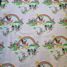 Vintage Disney Mickey Mouse Donald Duck Fabric Material 110cm X 150cm