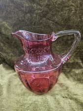 Vintage Cranberry Glass Etched