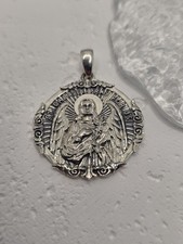 Saint Gabriel Archangel 925 Sterling Silver Medallion Pray For Us Pendant