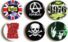 6 x PUNK ROCK BADGES BUTTONS
