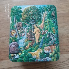 VINTAGE CHURCHILLS ADAM & EVE GARDEN OF EDEN EMBOSSED TIN super rare VGC