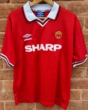 Manchester United Shirt 90s Vintage Umbro Sharp Sponsor 40" Chest MEDIUM? 