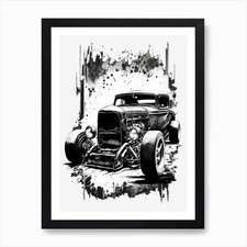 Hot rod car Art Print Framed