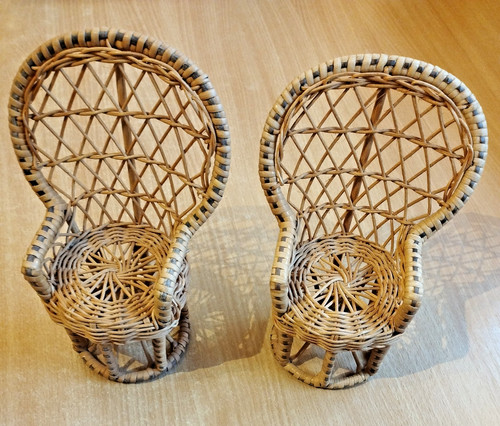 Pair small wicker rattan - of,