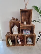 6x Wooden Crates, storage boxes, fruit apple crates, Strong smooth crates