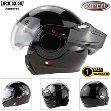 ViPER F242 180° Flip Over P&J Rated Motorcycle Motorbike Helmet - Gloss Black