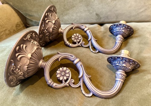 Pair ornate cast brass - pair,