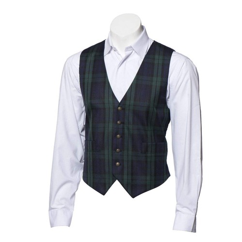 Black watch tartan - black, waistcoat