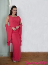 NEW CHESCA Coral Chiffon Long