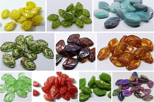 Czech glass leaf drop - czech,