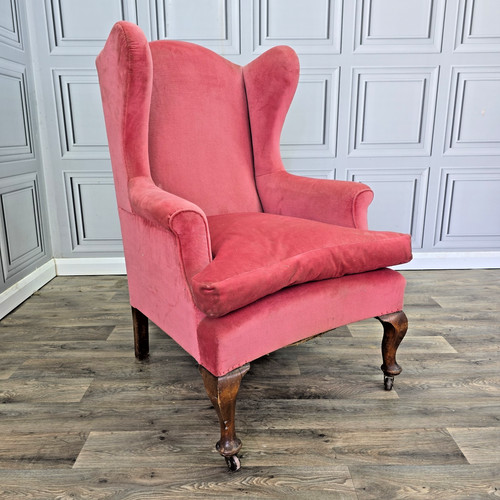 Antique wingback armchair pink - antique,