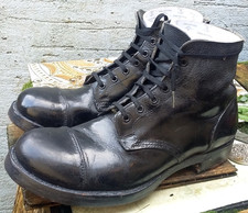 BRITISH ARMY Black AMMO BOOTS 10L Hobnail Studded Vintage Parade Reenactment WW2