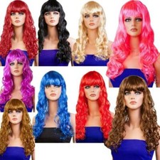 WOMENS LADIES LONG WAVY CURLY FANCY DRESS COSPLAY WIGS POP PARTY COSTUME 