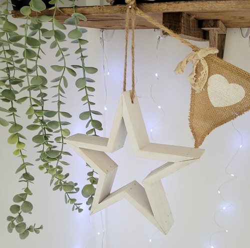 Chunky wooden star decoration - chunky,