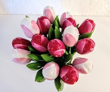 Wooden tulips bouquet red wood