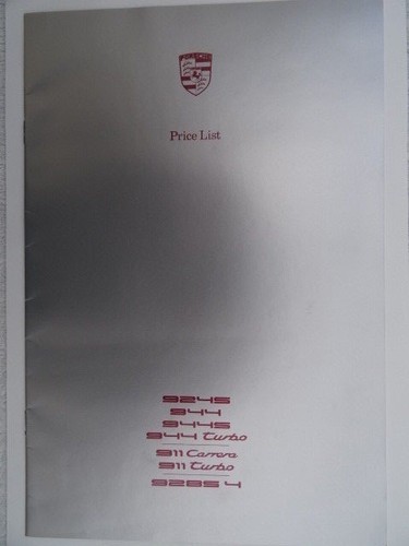 Porsche price list 1987 - list,