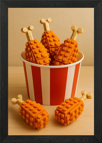 Lego fried chicken - fried, framed