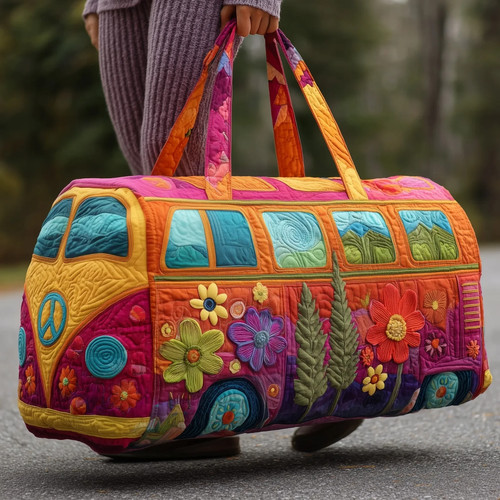 Unisex boho quilted weekender - boho,