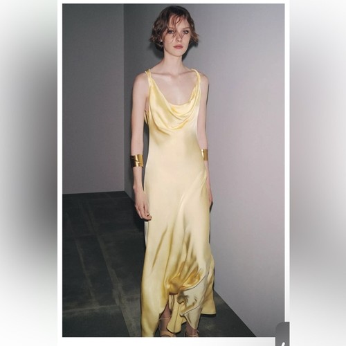 Zara yellow satin dress - satin,