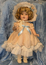 VTG 1930's UNMARKED SHIRLEY TEMPLE TYPE COMPO DOLL. 20"H. ORIG.OUTFIT. GOOD COND