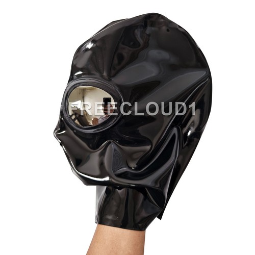 Black latex hood with eye - latex,