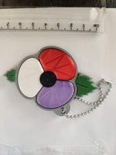 Red Purple White Silk PLA Poppy Keyring Bagtag Armistice Charity Support Donate