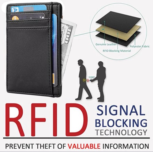 Slim leather rfid - leather, blocking