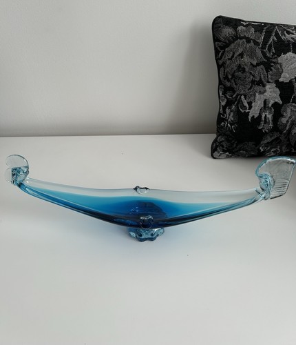 Vintage 1970 bowl blue blown - blue,