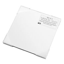 Set of 4 Glass Mirror Tiles Large 9" Square Self Adhesive Stick On Panels DIY