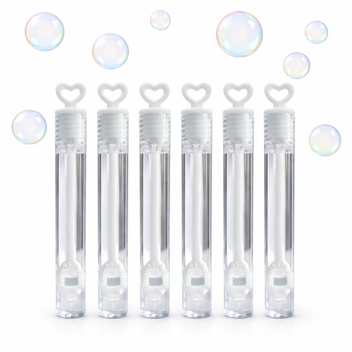 Heart bubble tubes 144 white - heart, 1-144