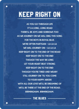 BIRMINGHAM KEEP RIGHT ON SONG CHANT METAL SIGN PLAQUE