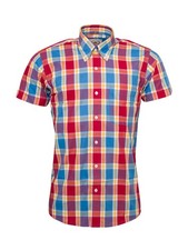 Relco Mens Multi Check Short Sleeved Button Down Shirts