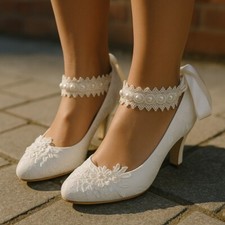 Jiajia Bridal Shoes White Lace