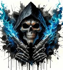 BLUE FLAME SKULL CAR Decal Sticker Vinyl Motorcycle Van Tuning Windscreen Bumper