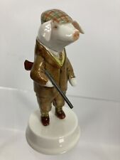 Stephen Bartley Hand-Painted Porcelain Pig Figurine - Shooting Farmer