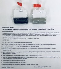 38g Black Heat Resistant Granite Hearth, Fire Surround Epoxy Repair Putty - Chip